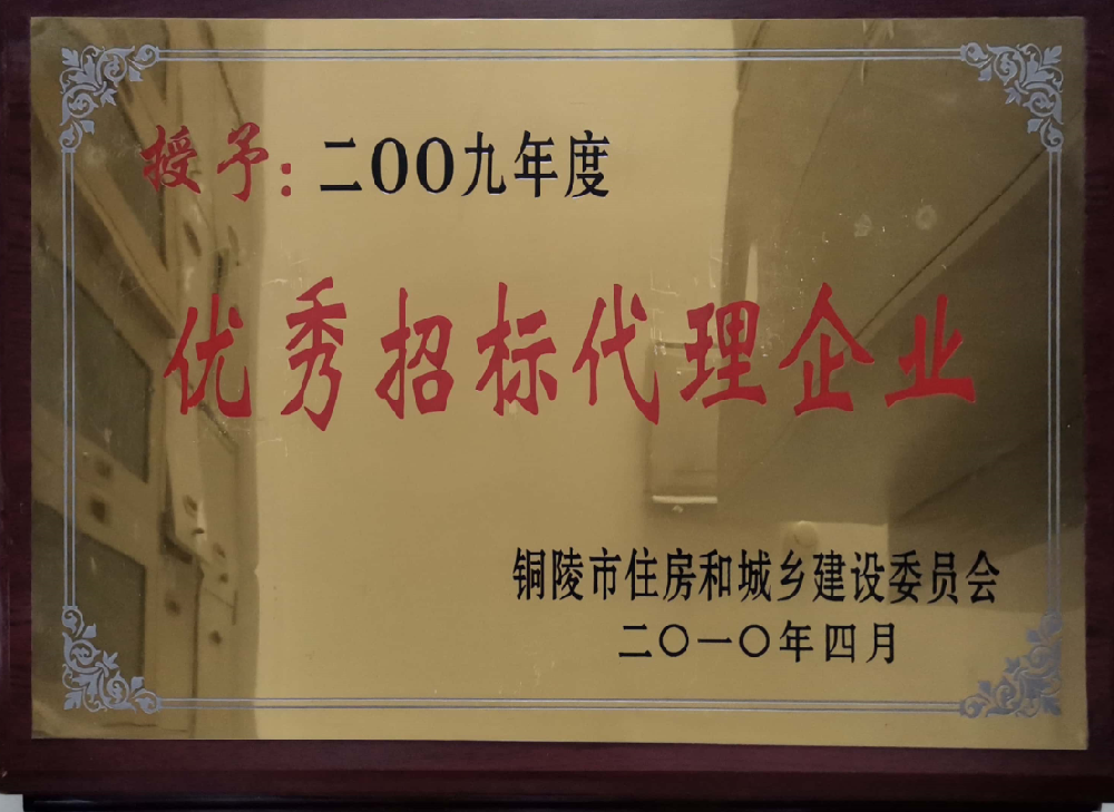 優(yōu)秀招標(biāo)代理企業(yè)-2009年度
